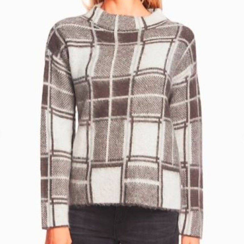 Vince Camuto Plaid Dressy Mock Turtleneck Top